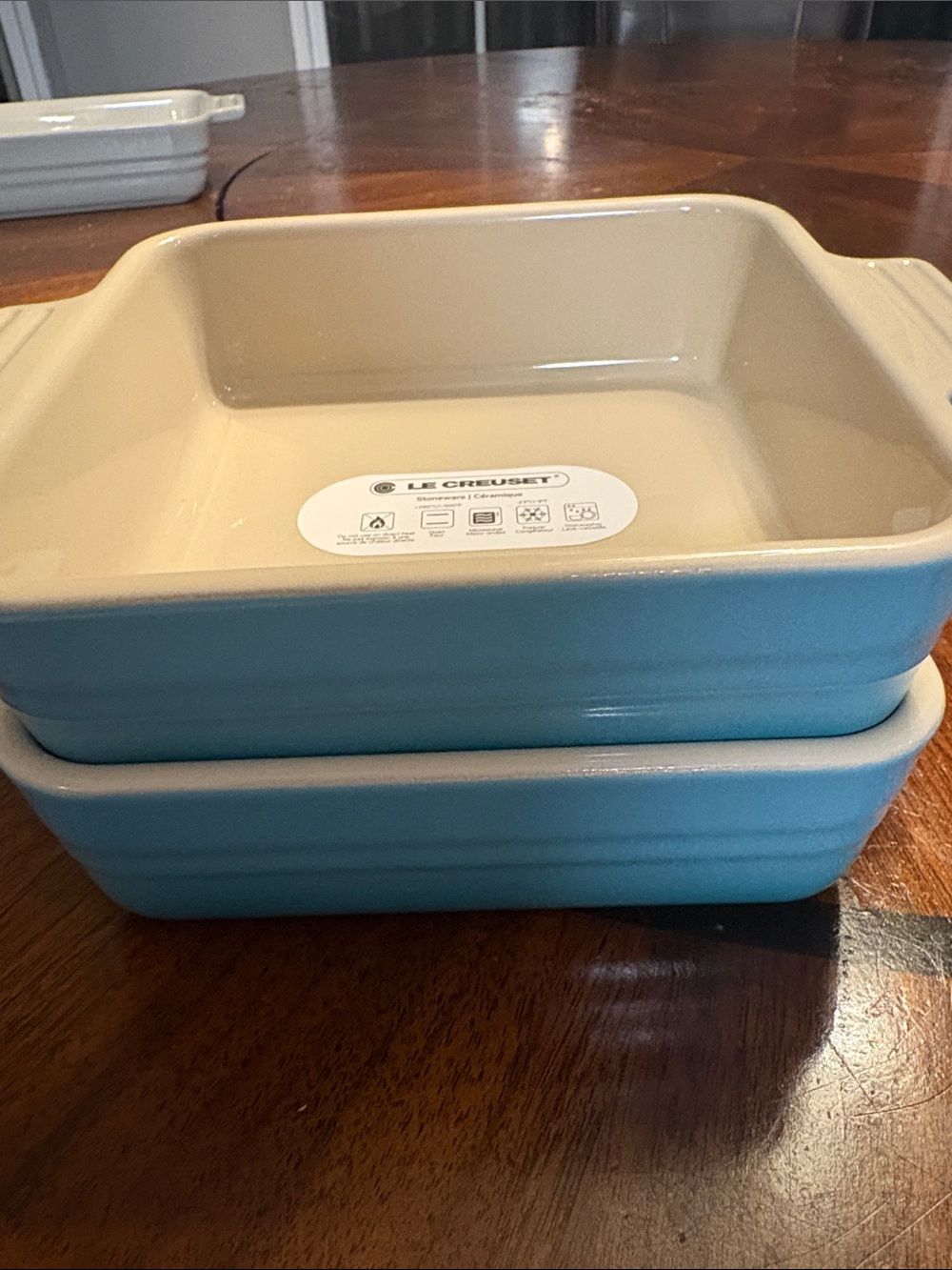 Set of 2 Le Creuset Square Stoneware Baking Dish in Caribbean Blue
